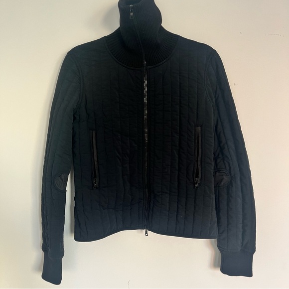Prada Black Ribbed Collar Puffer Jacket